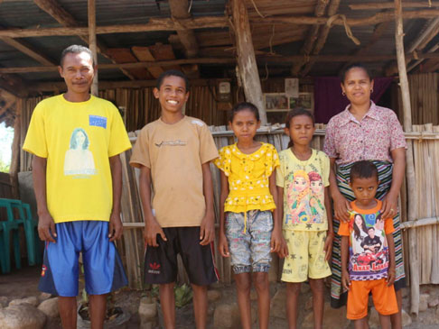 Family of mother and father and four children