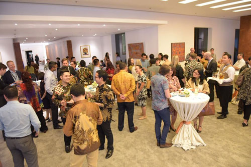 Several people networking.