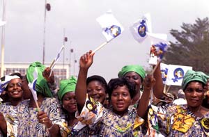 women march in Cameroon