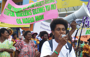 women at a march in Vanuatu