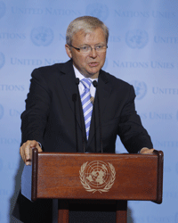 Photo of Foreign Minister Kevin Rudd at the UN High Level Meeting on Libya
