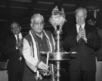 Lighting the ceremonial lamp