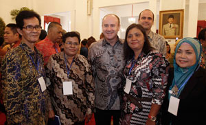 Photo of Greg Moriarty and Jean Bernard Carrasco with  representatives of accredited legal aid organisations