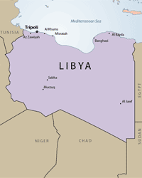 Map of Libya and surrounding countries