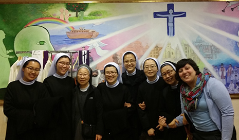 Lina Koleilat with Catholic nuns in Korea