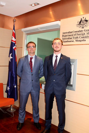 Mark Pennini with Brendan Coyne, Consul General and Trade Commissioner, in Ulaanbaatar, Mongolia 