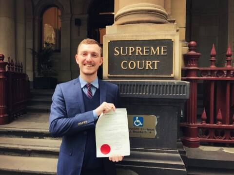 Mark Pennini being admitted to the Supreme Court of Victoria