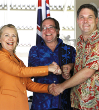 Parliamentary Secretary Marles with USA Secretary of State Hillary Clinton and the Hon Murray McCully MP, New Zealand Minister for Foreign Affairs and Trade
