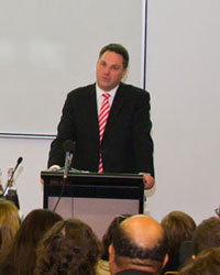 The Hon Richard Marles MP, Parliamentary Secretary for Pacific Island Affairs, addressing the PNG: Securing a Prosperous Future symposium