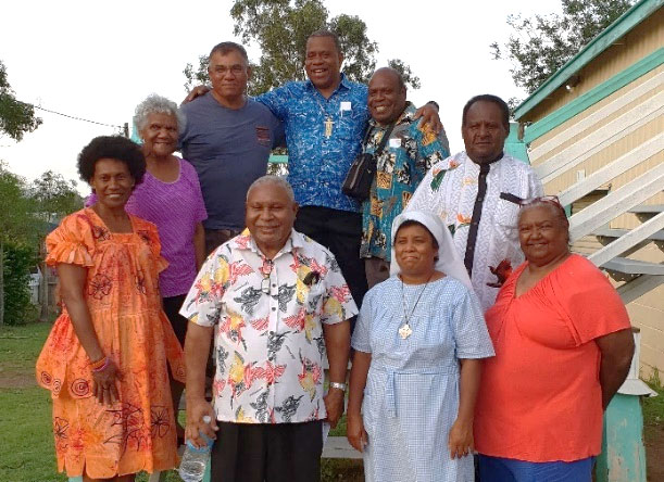Group photo of attendees at the Melanesia Ecumenical Special Visit Program in 2019 including seven Melanesian church leaders from Fiji, Vanuatu, the Solomon Islands and Papua New Guinea.