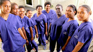 Midwifery students from the Pacific Adventist University