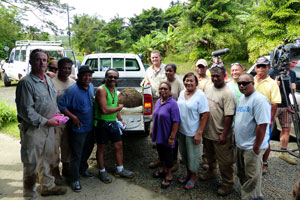 Members of the Cleared Ground Demining team and officials from Airai State in Palau