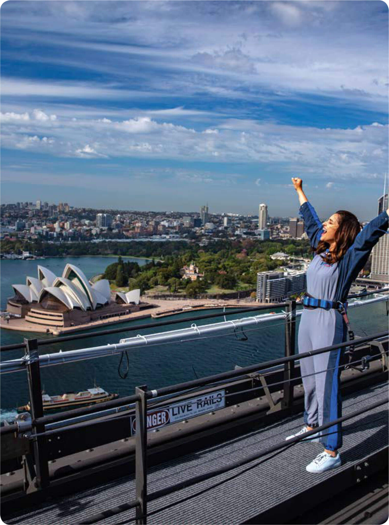 Bollywood star Parineeti Chopra on top of the Sydney Harbour Bridge