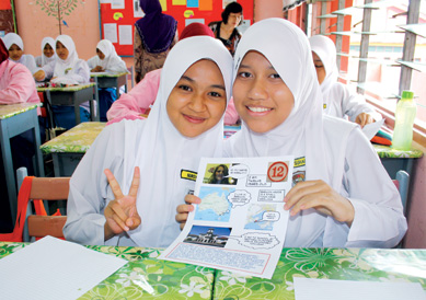 Photo of Two students from SMK Tinggi Perempuan Secondary school in Melaka