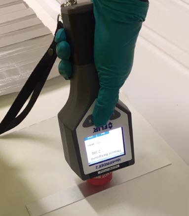 IAEA measurement of uranium in target plates used for radiopharmaceutical production using an HM–5 detector (Credit: ANSTO).