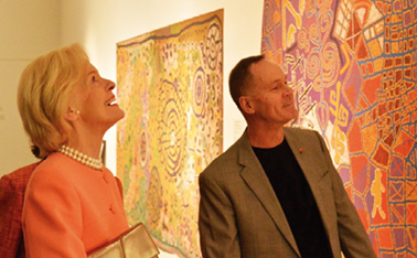 Then Governor-General Quentin Bryce AC CVO, with Director of the Warburton Arts Project, Gary Proctor, at the opening of Tu Di Shen Ti (Our Land, Our Body) exhibition, sponsored by the Australia–China Council, Tianjin, 16 October 2013. [Warburton Arts Project]