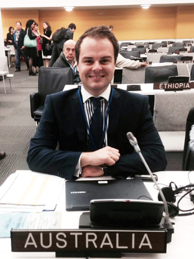 Graduate trainee, Hugh Boylan, attends the 7th session of the Conference of State Parties to the UN Convention on the Rights of Persons with Disabilities, New York, 10–12 June 2014. [DFAT]