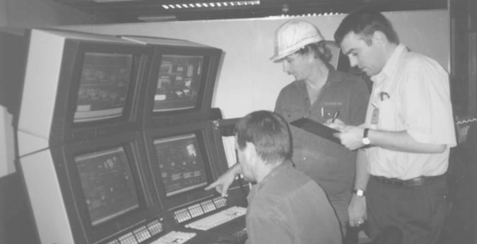 IAEA inspector taking notes from the Ranger Mine control board and collecting samples from the tailings dam during a complementary access inspection under the Additional Protocol on 28 June 1999. (Photos courtesy of ERA).