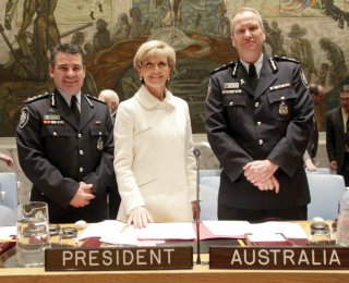 Ms Bishop, AFP officers, UN Security Council, New York, November 2014