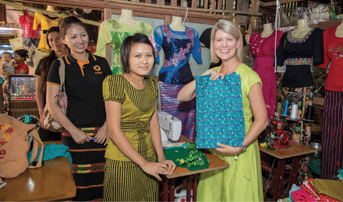 Ambassador for Women and Girls, Natasha Stott Despoja, meets with aid project recipient, Tin Tin Win