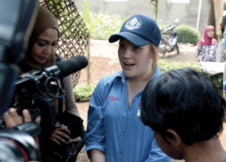 NCP student talks with local media, Java, August 2014