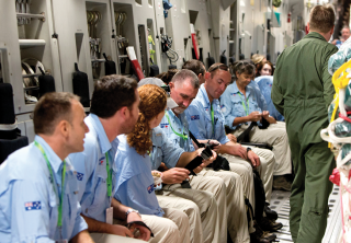 The Australian Medical Assistance Team (AUSMAT) prepare for departure to Port Vila