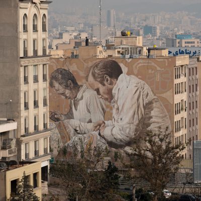Mural in central Tehran created by Australian artists Fintan Magee and Guido van Helten to celebrate fifty years of diplomatic relations between Australia and Iran [Guido van Helten]