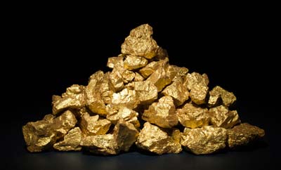 Pile of gold nuggets