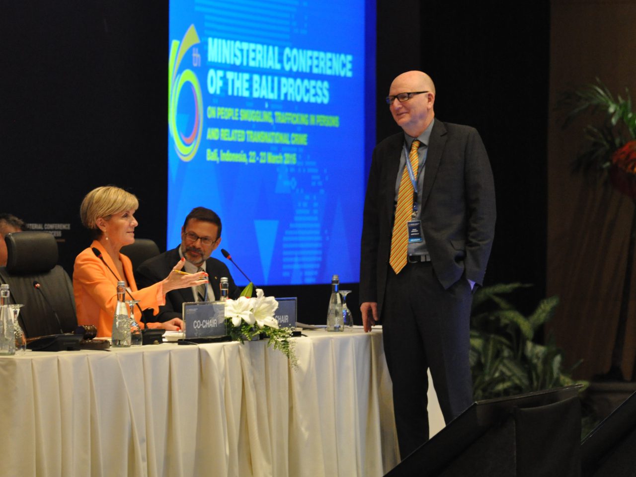 Foreign Minister Julie Bishop and DFAT officers attending the Bali Process Ministerial Conference in Bali. [DFAT/Timothy Tobing]
