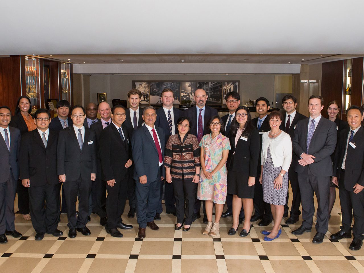 Ambassador for Counter-Terrorism Miles Armitage with DFAT staff and delegates attending a MIKTA Meeting of Experts on Anti-Money Laundering and Counter-Terrorism Financing in Melbourne. [MAN WITH A CAMERA PHOTOGRAPHY/Simon Woodcock]
