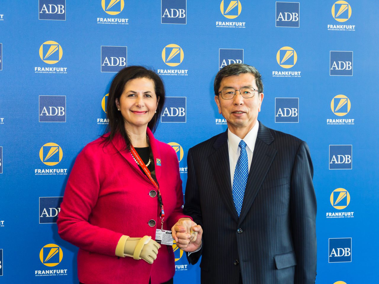 Minister for International Development and the Pacific Concetta Fierravanti-Wells meeting the President of the Asian Development Bank in Frankfurt. [BUSINESSPHOTO/Dirk Beichert]