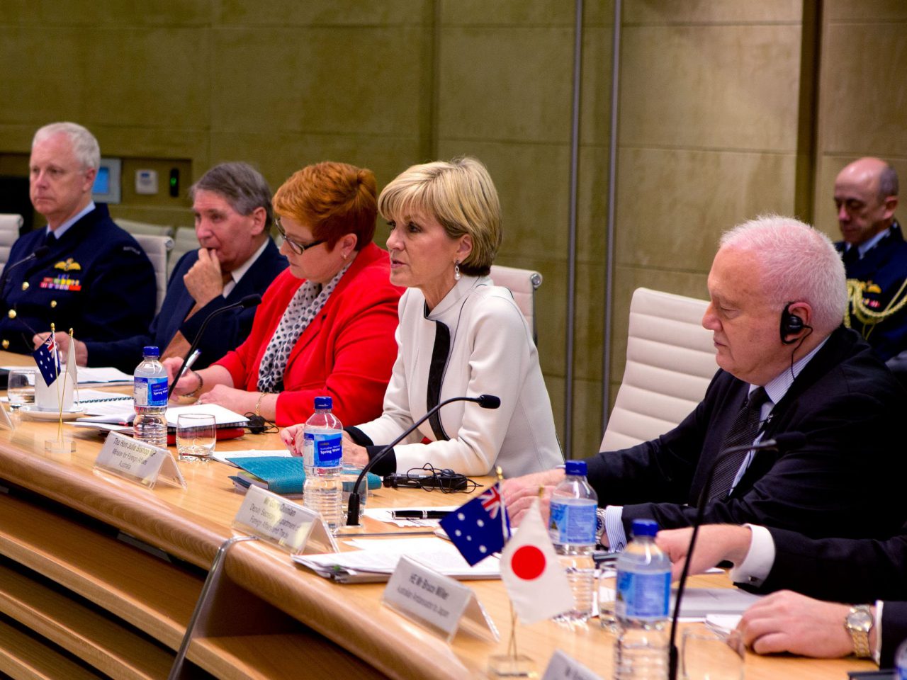 Deputy Secretary Gary Quinlan and Foreign Minister Julie Bishop attending the Australia–Japan ‘2+2’ Meeting in Sydney. [DEPARTMENT OF DEFENCE/ABIS Richard Cordell]