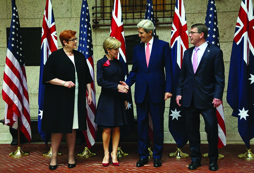 Australian Foreign and Defence Ministers meeting their US counterparts in Boston. [DFAT/Trevor Collens]