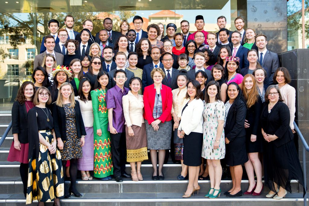 DFAT Secretary Frances Adamson and Robyn Mudie, Executive Director of the Diplomatic Academy, with International Graduate Program participants. [Eventphotography]