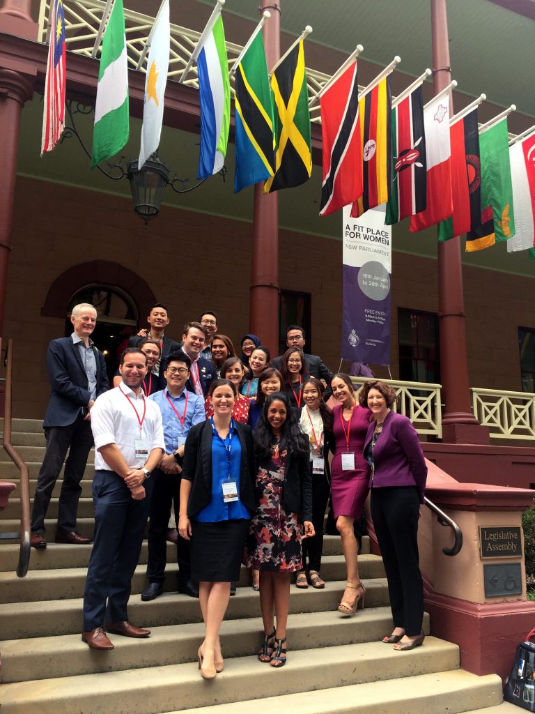 Australia-ASEAN Emerging Leaders Program participants in front of New South Wales Parliament House. [DFAT/Julia Landford]