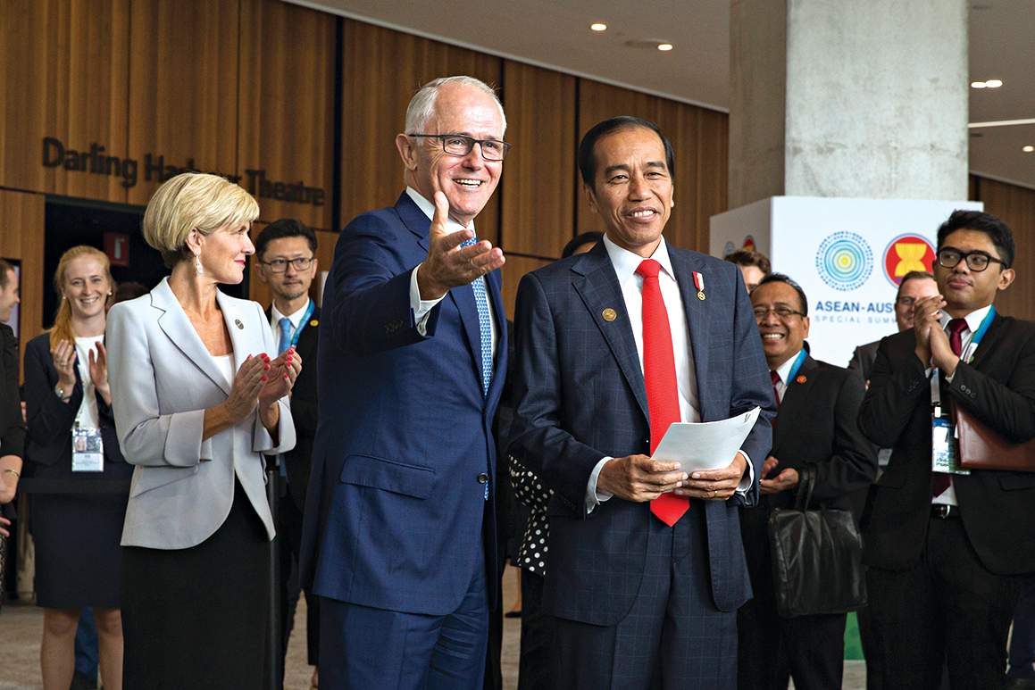 Minister for Foreign Affairs, Julie Bishop, Prime Minister, Malcolm Turnbull, and Indonesian President, Joko Widodo, at the ASEAN-Australia Special Summit in Sydney
