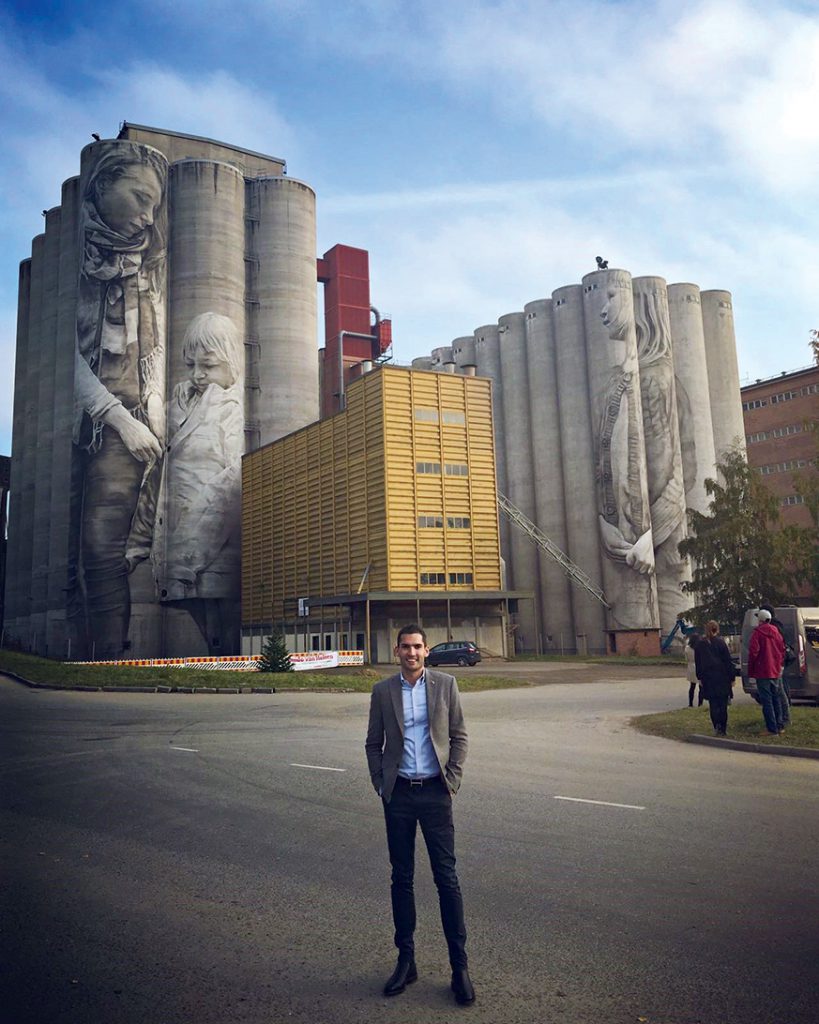 Second Secretary, Antony Lynch, at the unveiling of Australian artist, Guido van Helten’s, artwork in Hämeenlinna, Finland