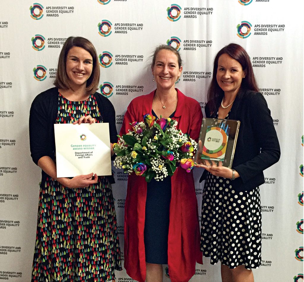The department’s Women in Leadership team accept the APS Commission Gender Equality Award