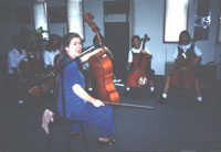 Sarah Hopkins with students