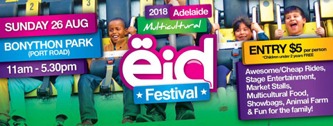 eid festival advertising brochure. Sunday 26 August Bonython Park 11am to 5:30pm. Entry $5.00.