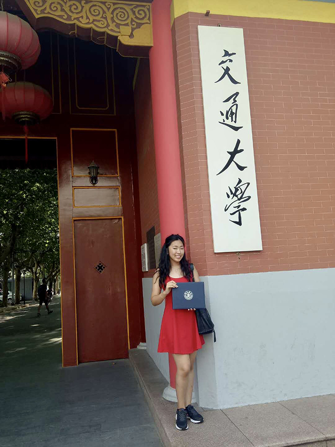 Olivia at university in Shanghai.