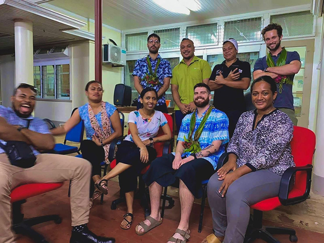 Scott with a group of Fijians