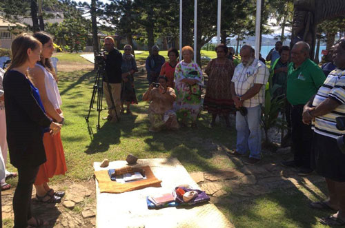 Kanaak leaders welcoming ella and her mother with a ceremony.