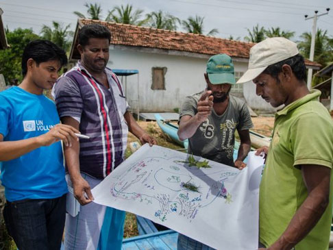 Locals looking at a map to assist them to do works