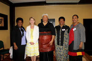          Participants of the inaugural Pacific Women Policy Makers’ Dialogue (from left to right): The Hon. Delilah Gore MP (PNG); Ms Natasha Stott Despoja AM, Australian Ambassador for Women and Girls; Her Royal Highness Princess of Tonga Siu'ilikutapu Kalaniuvalu-Fotofili; The Hon. Julie Soso Akeke, Governor for Eastern Highlands (PNG); and Mrs Mary Albaniel, Department of Finance (PNG).  Australia's Ambassador for Women and Girls, Natasha Stott Despoja, hosted 30 Pacific women political leaders and sen