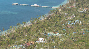 Aerial photo showing damage from Typhoon Haiyan