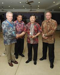Photo of Bill Paterson with his Indonesian counterparts at the Jakarta Centre for Law Enforcement Cooperation (JCLEC)