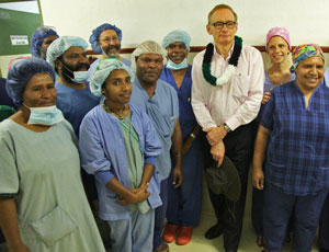 Senator Carr stands with hospital staff
