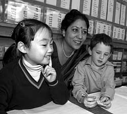 Teacher and two students