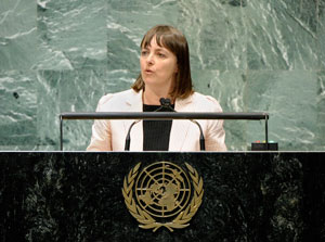 Minister for Health and Ageing, Nicola Roxon, addressing the United Nations